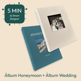 Precompra Álbum Honeymoon + Álbum Wedding - Pictoset - Album de Bodas en Minutos. Con Inteligencia Artificial desde $4500