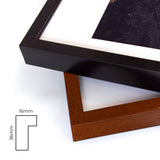 Marcos de 36 mm eco-friendly con foto de colores negro y caoba con mecanismo de colgado caiman tradicional