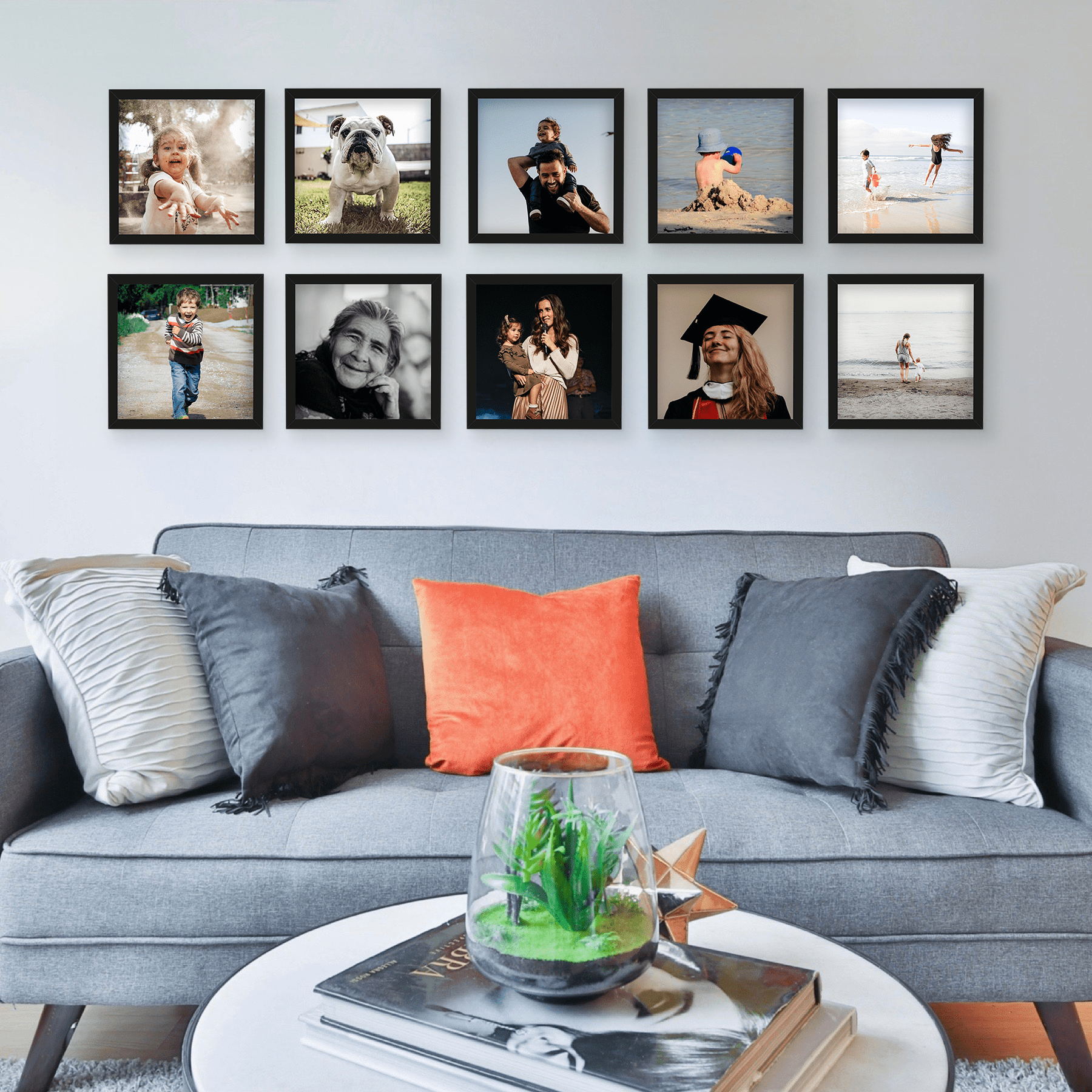 10 Marcos 20x20 cm Negros - Pictoset