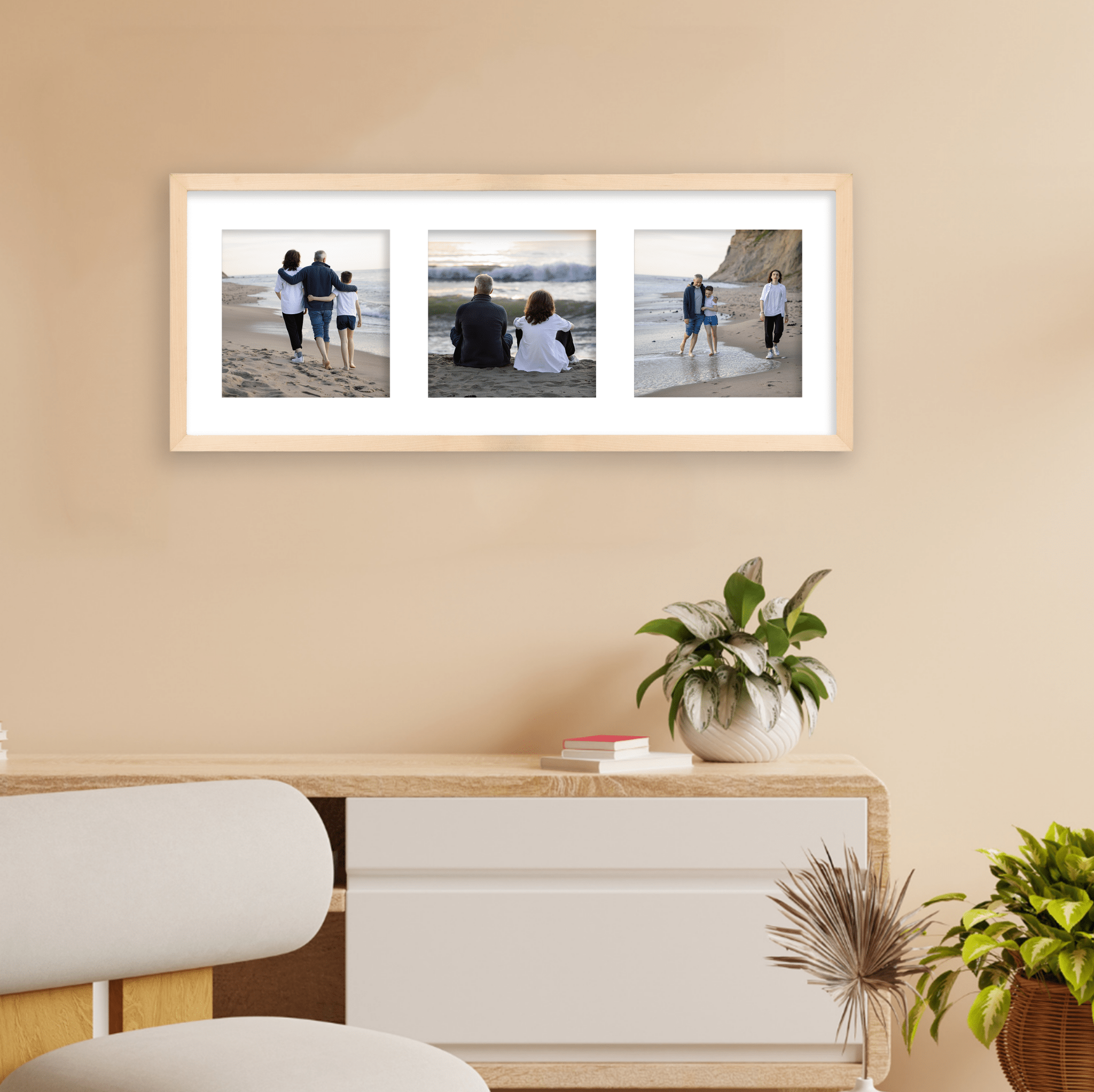 Tríptico Beige Horizontal 25x62 cm - Pictoset