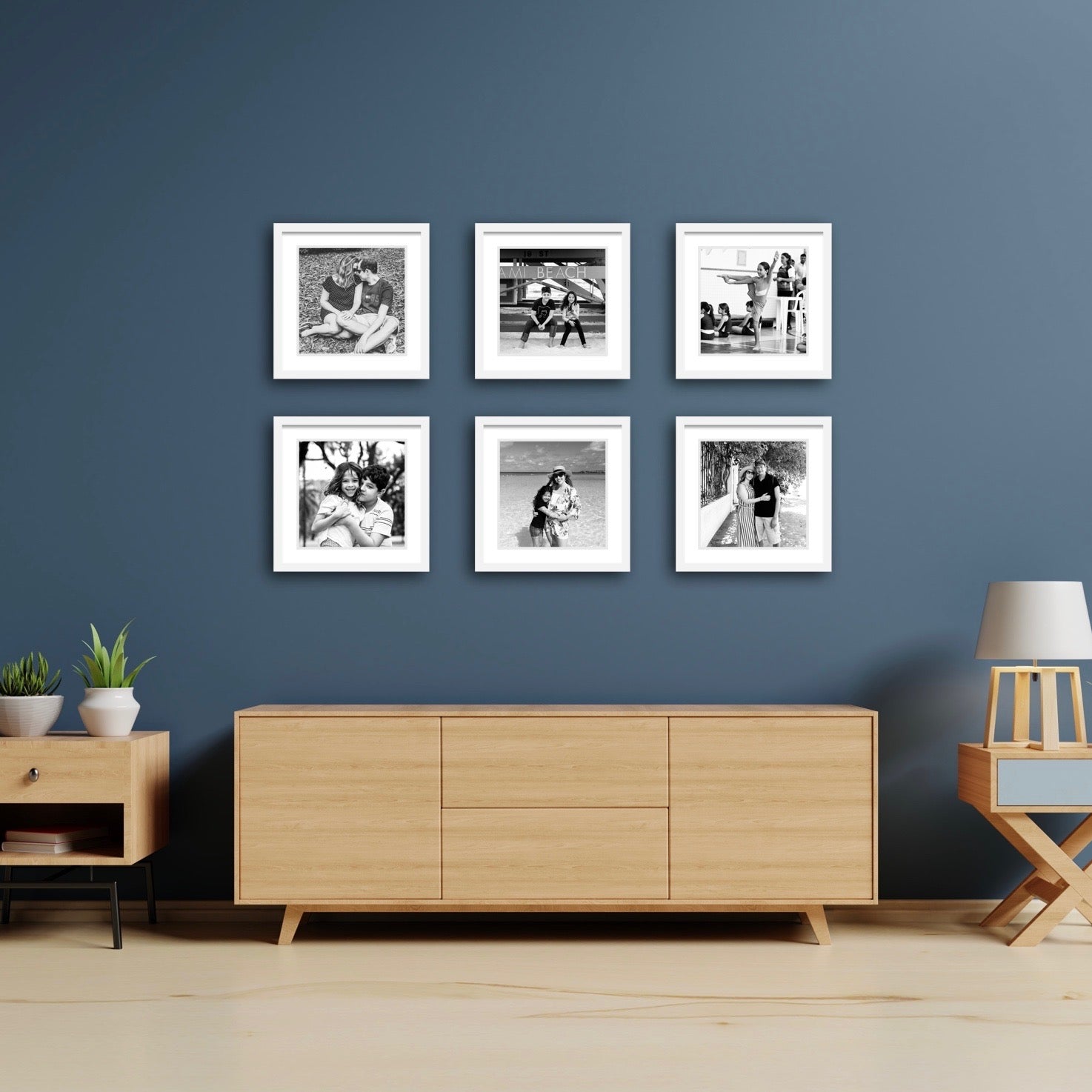 Frame Set Entrada Wall Art con 6 Marcos 32x32 cm Blancos - Pictoset