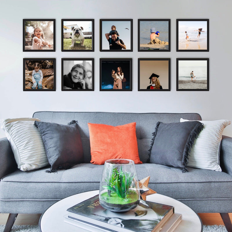 Frame set collage de 10 marcos de 20x20 cm eco-friendly o easy paste para decorar tu sala en color negro