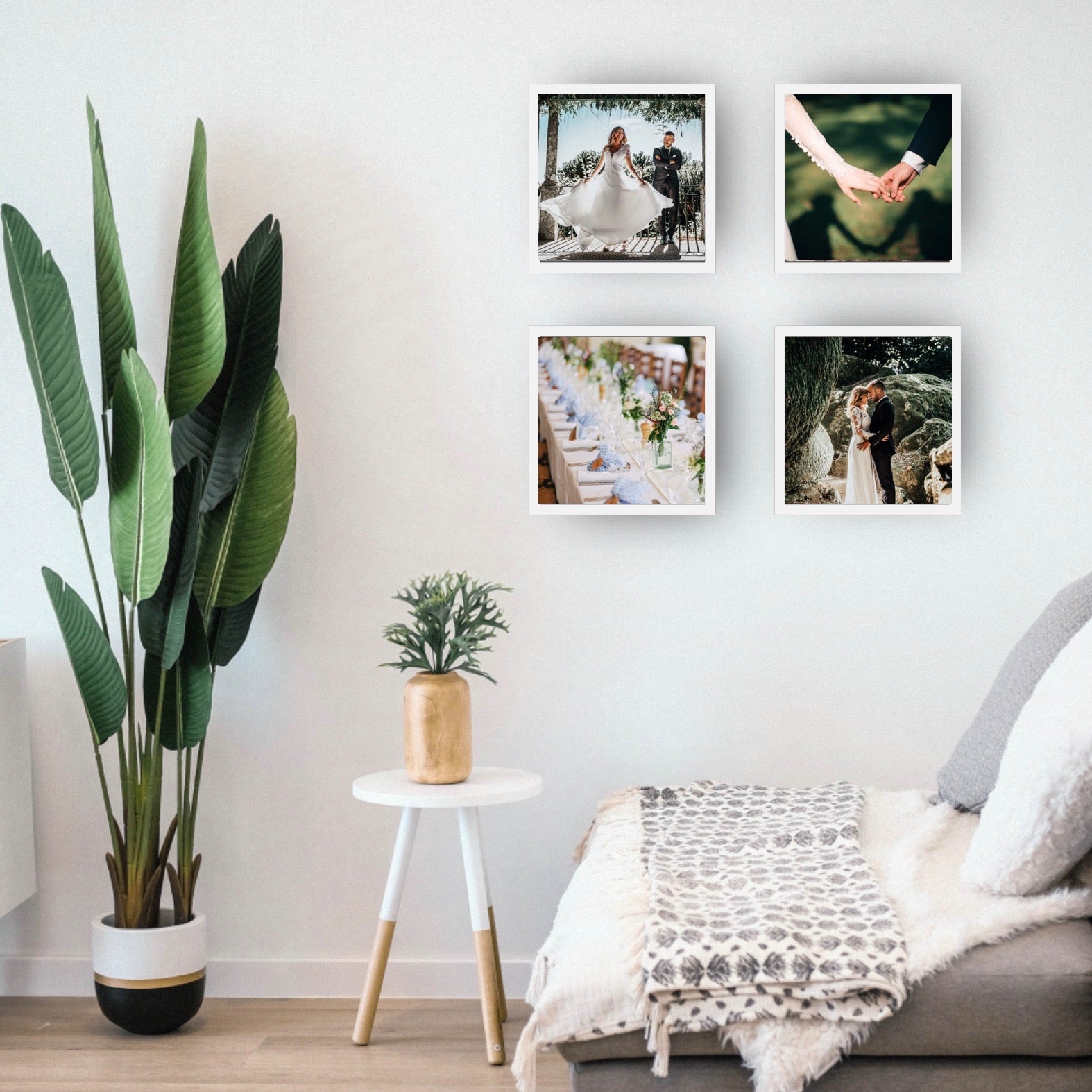 Frame Set de 4 marcos de 20x20 cm easy paste o eco-friendly en color blanco con tus fotos